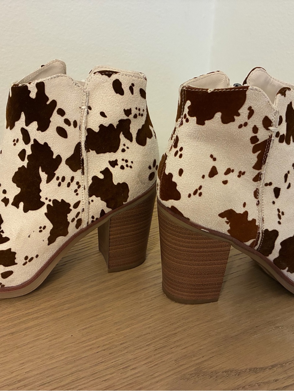 MIA Brown and White Cow-Print Ankle Boots - Picture 8 of 13